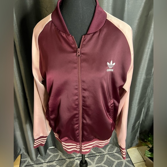ADIDAS maroon/pink varsity jacket - Picture 4 of 9